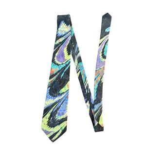 Moth Hand Marbled Silk Necktie Abstract Swirl Watercolor Sausalito, California